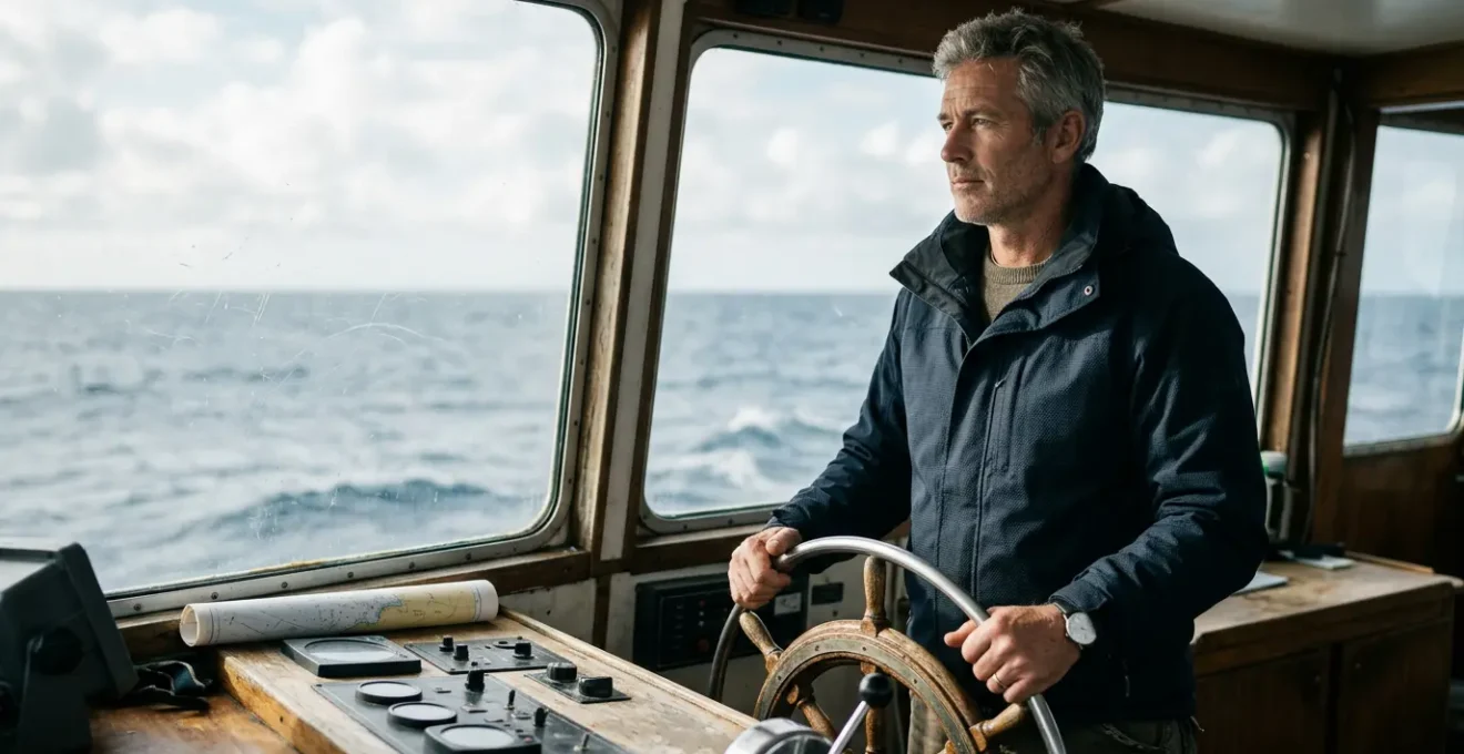 Capitaine de navire exerçant son autorité à la passerelle d'un bateau de plaisance