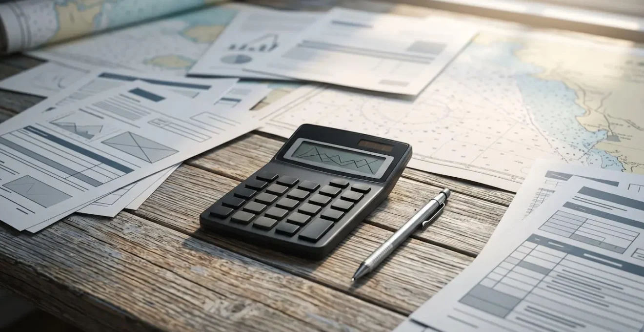 Documents devis chantier naval calculatrice et notes planification budget carenage annuel voilier