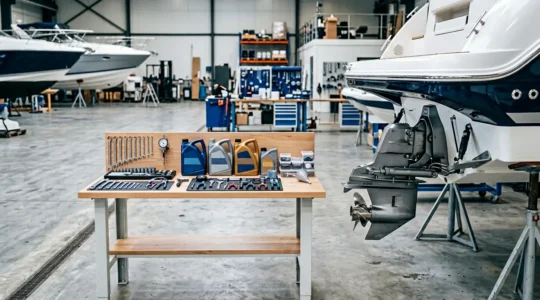 Entretien méthodique d'un système mécanique nautique montrant la prévention des pannes