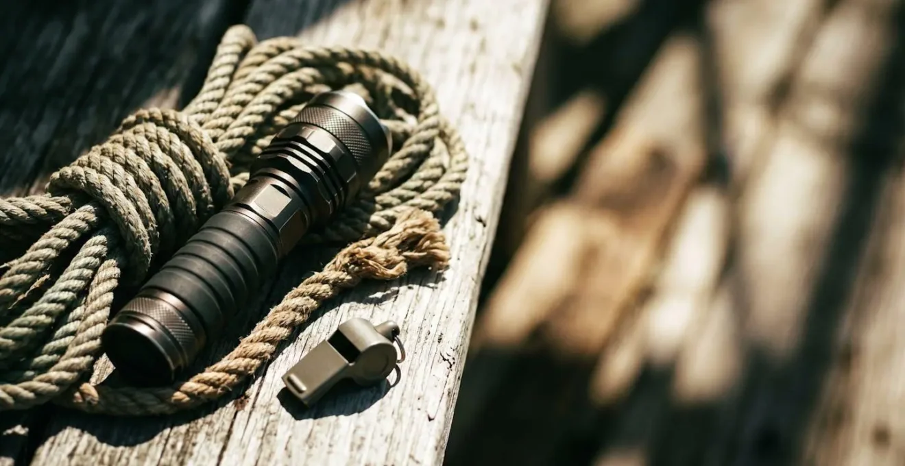 Équipement de sécurité maritime avec lampe torche étanche et matériel de signalisation