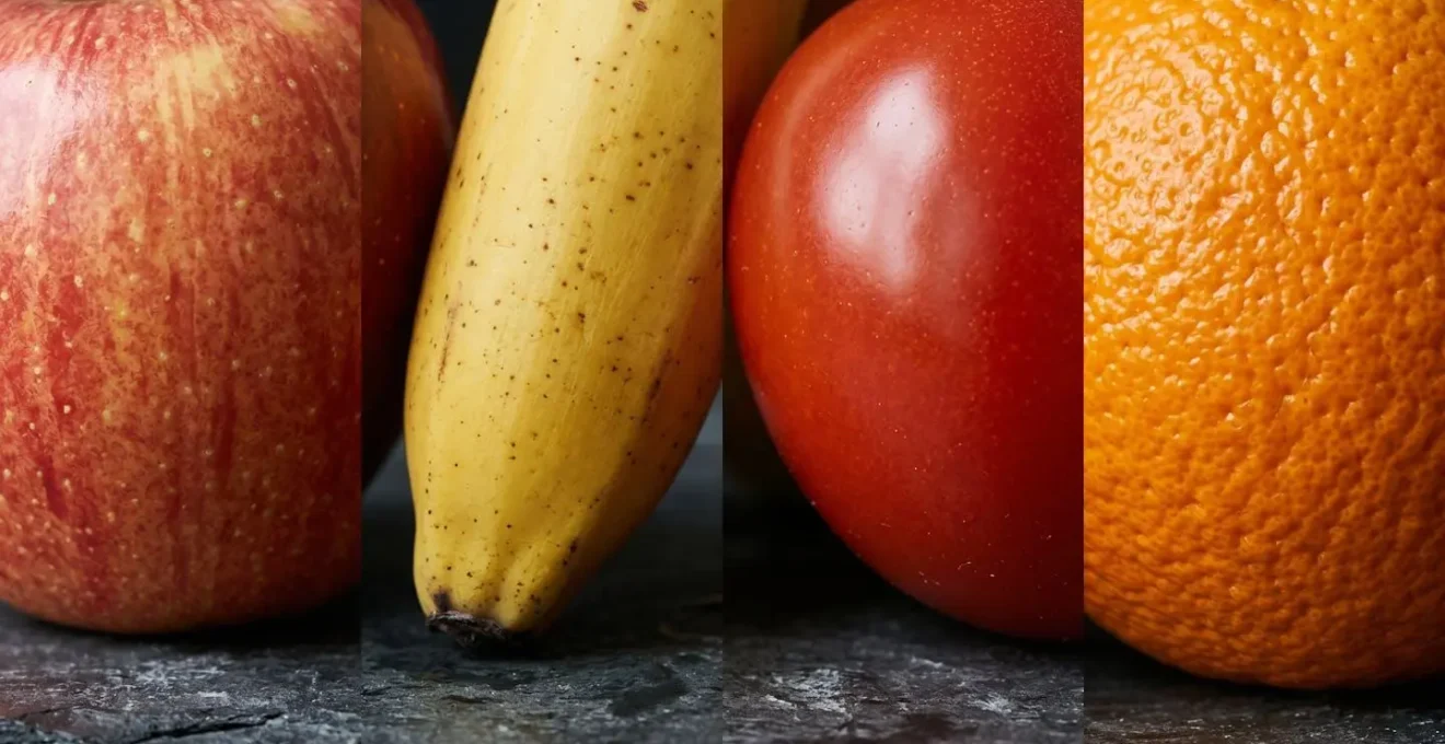 Gros plan macro sur des fruits mûrs montrant les détails de texture et de maturation naturelle