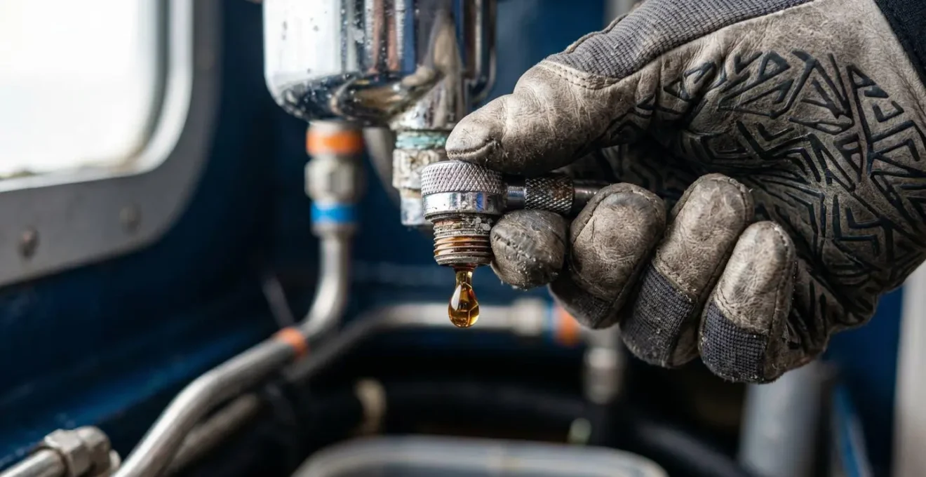 Technique de purge d'un filtre décanteur de carburant en conditions de mer difficiles